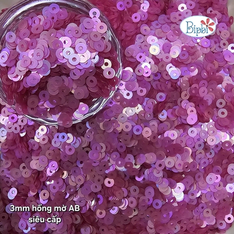 Kim sa siêu cấp 3mm màu hồng sen mờ AB