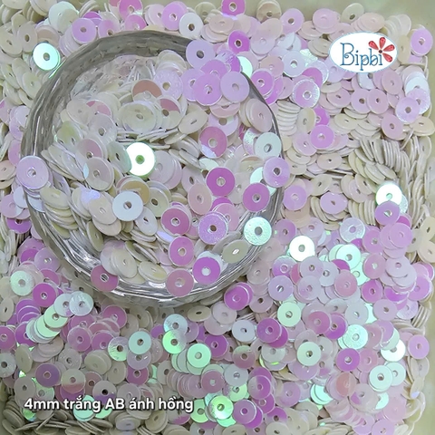 Kim sa 4mm màu trắng sữa ánh hồng AB