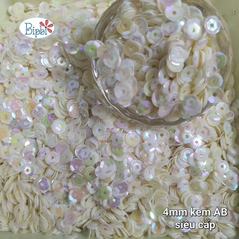 Kim sa siêu cấp cong 4mm hồng kem đục AB