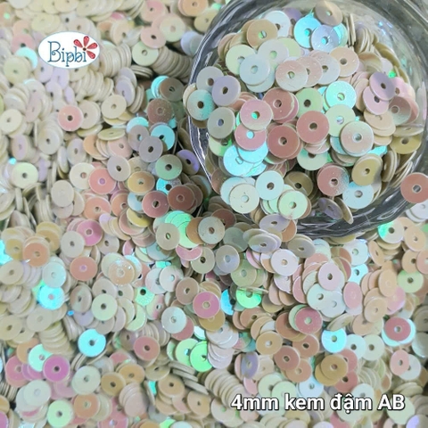 Kim sa 4mm màu kem đậm AB