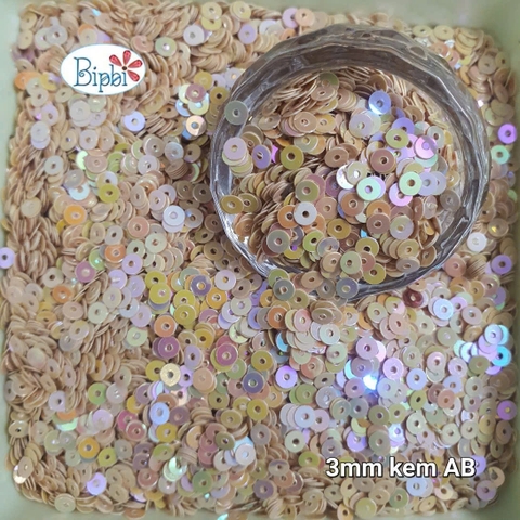 Kim sa 3mm màu kem AB
