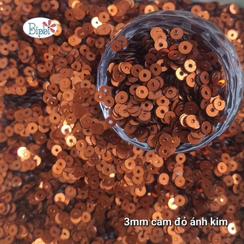 Kim sa 3mm màu cam đỏ ánh kim