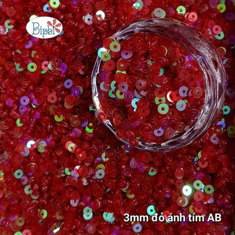 Kim sa 3mm màu đỏ ánh tím AB