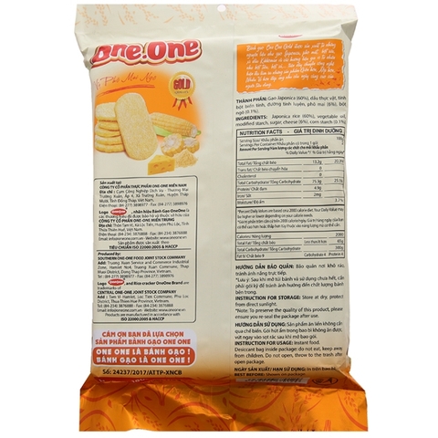 Bánh gạo One One Gold vị phô mai ngô 118gr