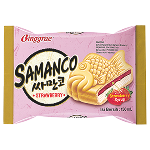 Kem bánh cá dâu tây Binggrae Samanco Strawberry Hàn Quốc 150ML