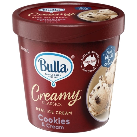 Kem hộp bánh quy Bulla Creamy Classics Cookies & Cream Pint 460ML