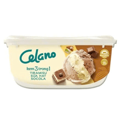 Kem hộp Celano 3 trong 1 tiramisu - sữa hạt - socola 860ml