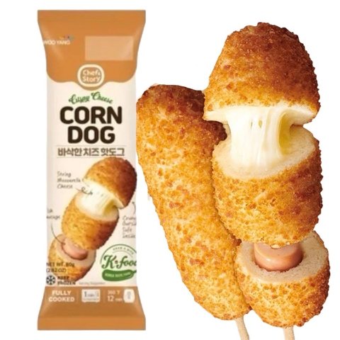 Hotdog phô mai Crispy Cheese Corndog Wooyang Hàn Quốc 80g
