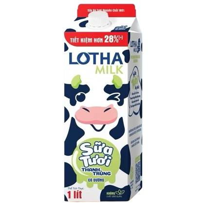 Sữa tươi thanh trùng Long Thành có đường Lothamilk 1L