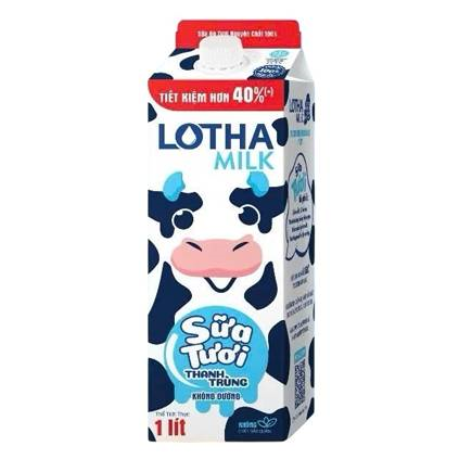 Sữa tươi thanh trùng Long Thành không đường Lothamilk 1L