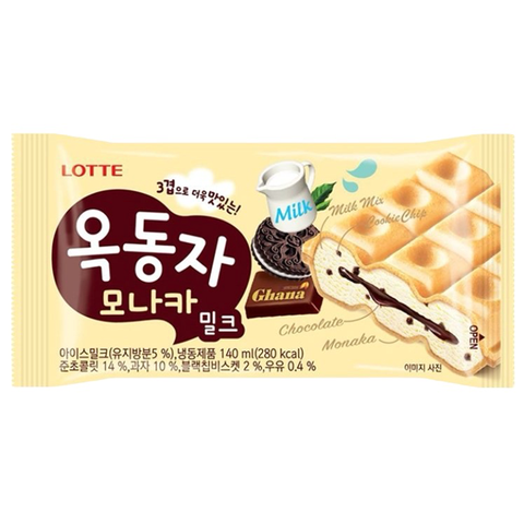 Kem bánh Lotte It's Waffle Chocoshell Monaka socola 140ML