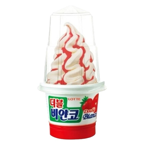 Kem lốc xoáy dâu táo Lotte Double Bianco Hàn Quốc 185ML