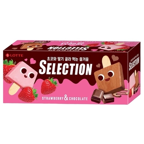 Kem uyên ương socola dâu Lotte Selection Strawberry & Chocolate Hàn Quốc 500ML