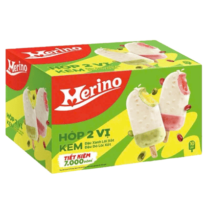 Kem đậu xanh đậu đỏ hộp 2 vị (60g*10 cây)