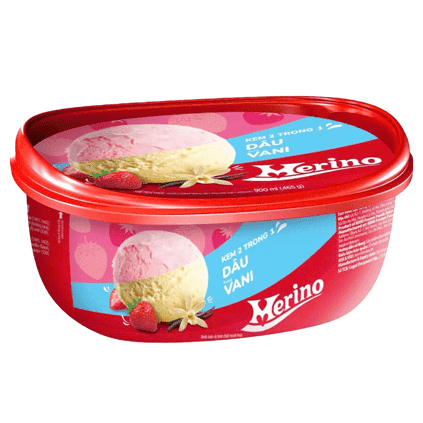 Kem hộp Merino 2 trong 1 dâu và vani 900ml