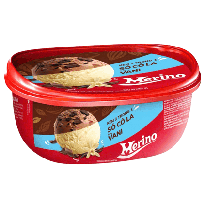 Kem hộp Merino 2 trong 1 socola và vani 900ml