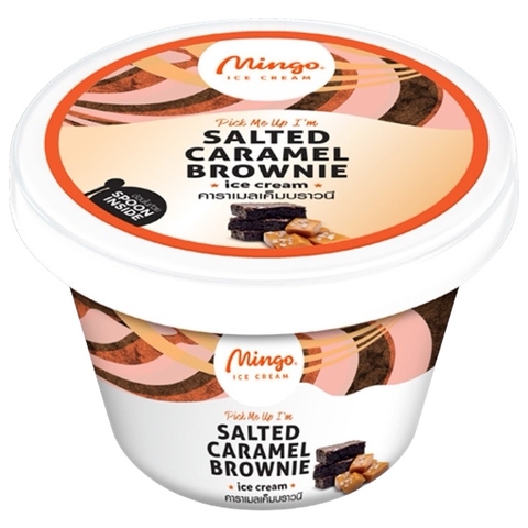 Kem ly bánh brownie caramen muối Mingo Salted Caramel Brownie Cup 120ML