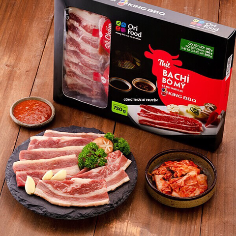 Combo thịt ba chỉ bò Mỹ và sốt nướng King BBQ OriFood 750g
