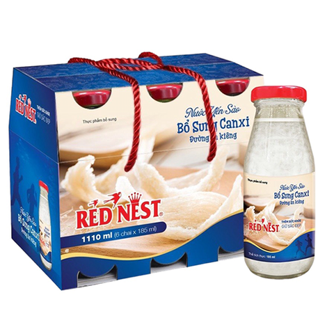 Nước yến sào Red Nest canxi đường ăn kiêng lốc 6 chai*185ml