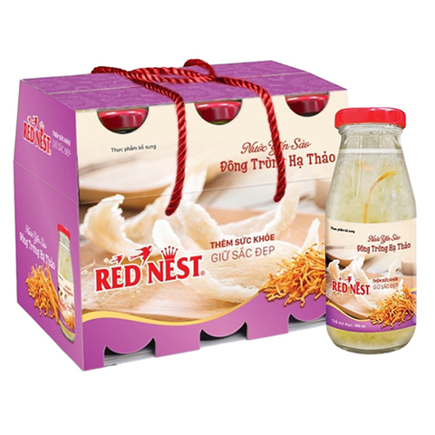 Nước yến sào Red Nest đông trùng hạ thảo lốc 6 chai*185ml