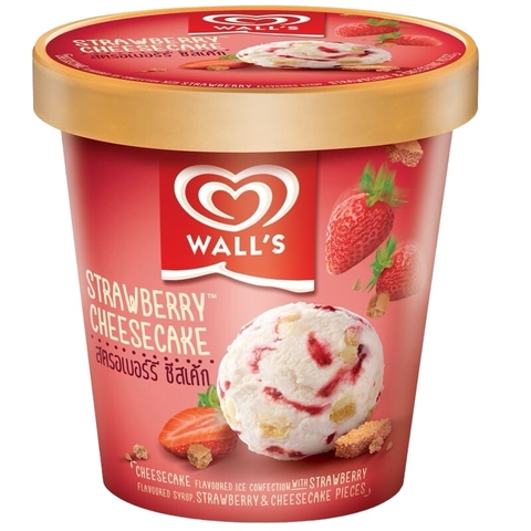 Kem hộp phô mai dâu Wall's Selection Strawberry Cheesecake 750ML