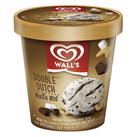 Kem hộp vani xốt socola Wall's Selection Double Dutch 750ML