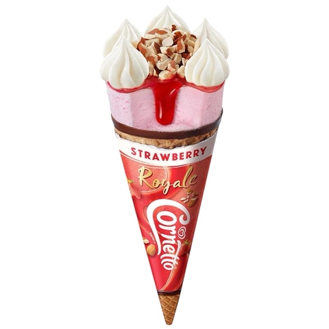 Kem ốc quế dâu hạnh nhân Wall's Cornetto Royale Strawberry 135ML