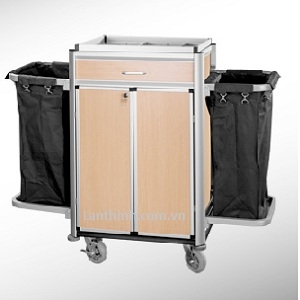 Aluminium maid cart with door and drawer, 3162212DW