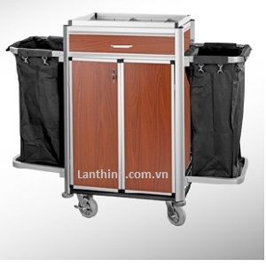Aluminium maid cart with door and drawer, 3162232DW