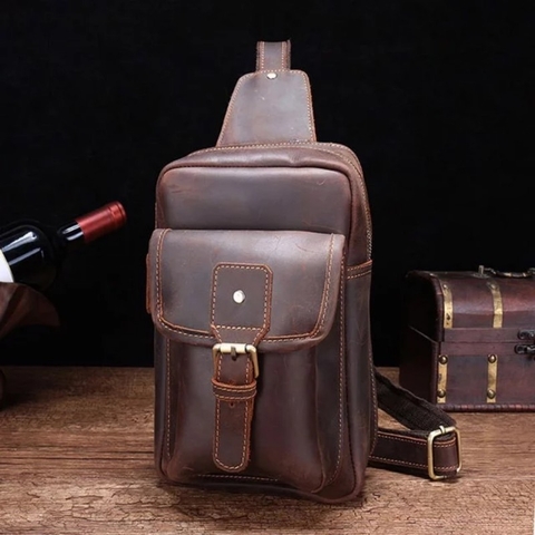 Túi Đeo Ngực Da Bò Sáp IP162