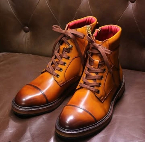 Cap Toe Lace Boots XL555 Patina 40