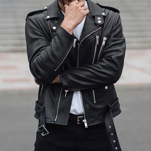 Black Leather Jacket Biker 0Z