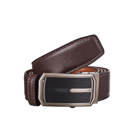 Dây nịt da bò 3 lớp trơn (Đầu tăng giảm) 35mm Màu Nâu