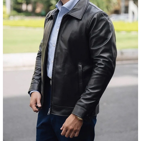 Black Leather Jacket Oldman