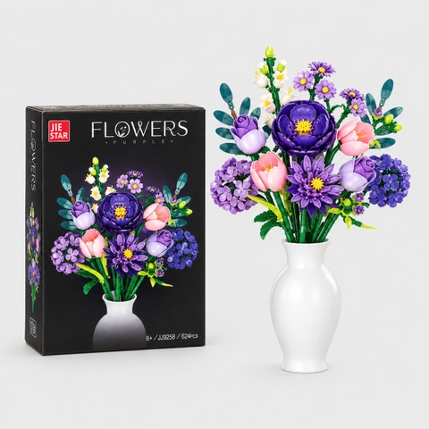 BỘ LẮP RÁP HOA TÍM JIE STAR PURPLE FLOWERS JJ9258 (624 CHI TIẾT)