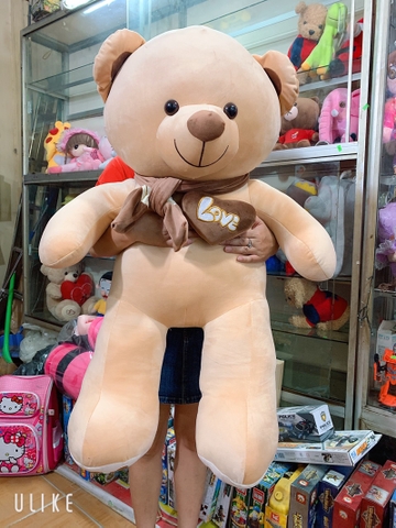 Gấu teddy dáng đứng quàng khăn khổ 1m2