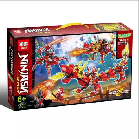 Lắp ráp lego Ninja Rồng Sấm Sét báo lửa - LEDOU 76036