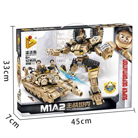 Lắp ráp lego 2 trong 1 Xe tanks M1A2 biến hình robot 810 Chi Tiết - Panlos 621020