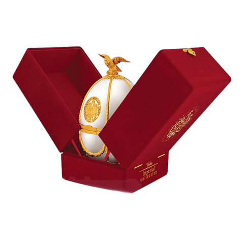 Rượu Vodka Quả Trứng Imperial Faberge màu trắng bạc.