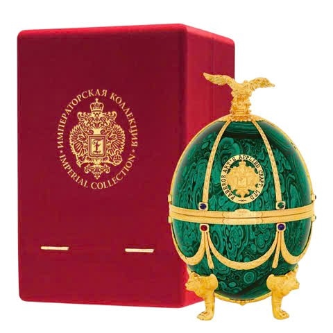 Rượu Vodka quả Trứng Imperial Faberge màu xanh-Ngoc luc bảo.