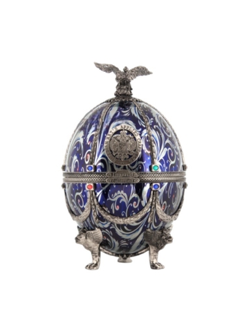 Rượu Vodka trứng Imperial Collection Faberge Silver Blue Flowers
