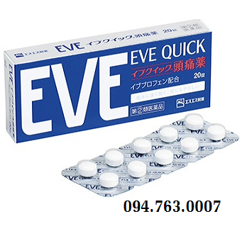 THUỐC TRỊ ĐAU ĐẦU,HẠ SỐT EVE QUICK 20 VIÊN