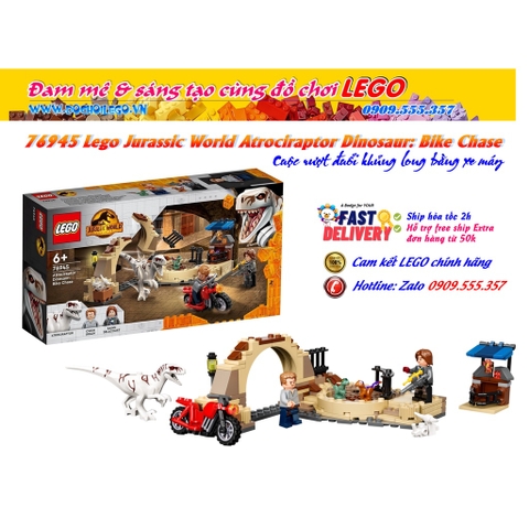 []Hàng sẵn[] 76945 LEGO Atrociraptor Dinosaur: Bike Chase - khủng long Atrociraptor : Cuộc rượt đuổi bằng xe máy