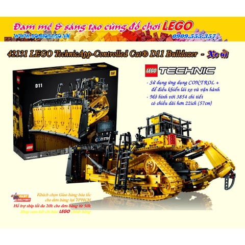 42131 LEGO Technic Cat D11 Bulldozer - Xe ủi có điều khiển sử dụng ứng dụng Control +