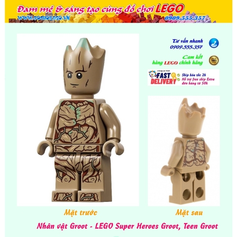 Nhân vật Groot, Đồ chơi LEGO Super Heroes Avengers Endgame Teen Groot - Dark Tan #sh743