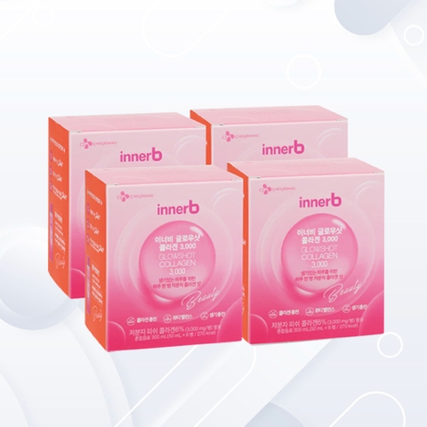 Combo 4 hộp nước uống Collagen Vitamin C sáng da InnerB Glowshot (50mlx6)