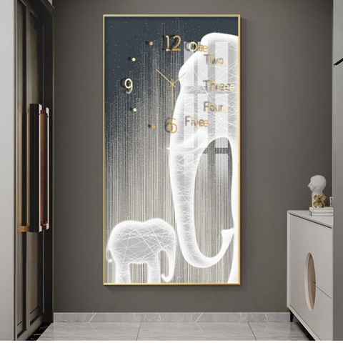 Tranh Đồng Hồ Tráng Gương Hai Chú Voi SGP 5252222