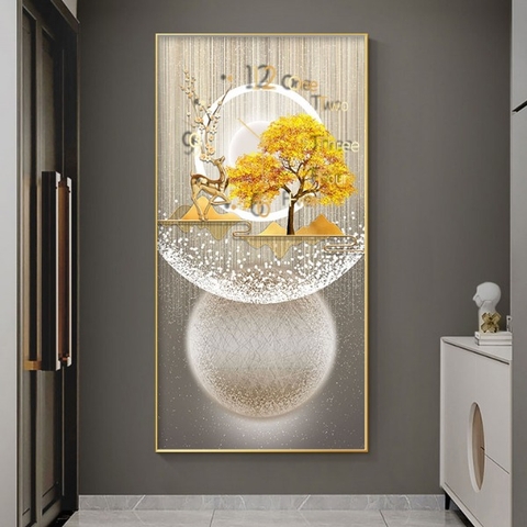 Tranh Đồng Hồ Tráng Gương Hươu Vàng SGP 5252218