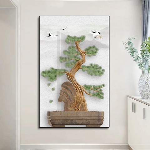Tranh Khổ Dọc - Tranh Cây Và Hồng Hạc SGP 142219