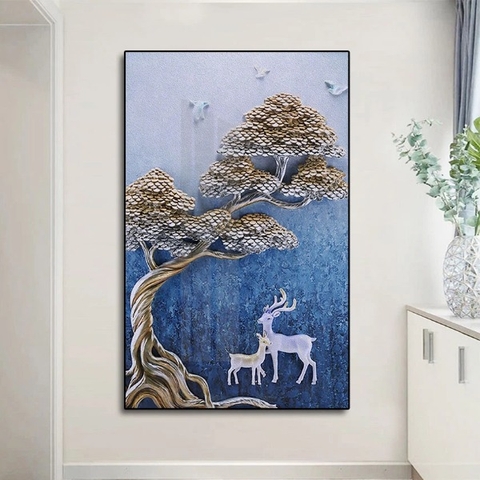 Tranh Khổ Dọc - Tranh Hươu Và Cây SGP 142230